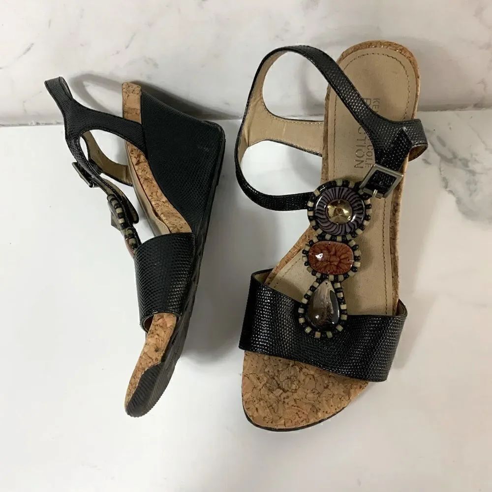 Kenneth Cole Reaction wedge heel cork sandals